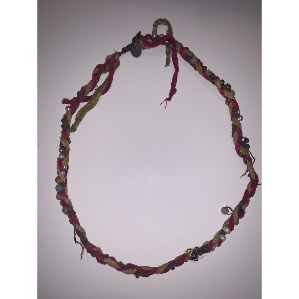 Silk and Bead Interwoven Necklace or Wrap Bracelet